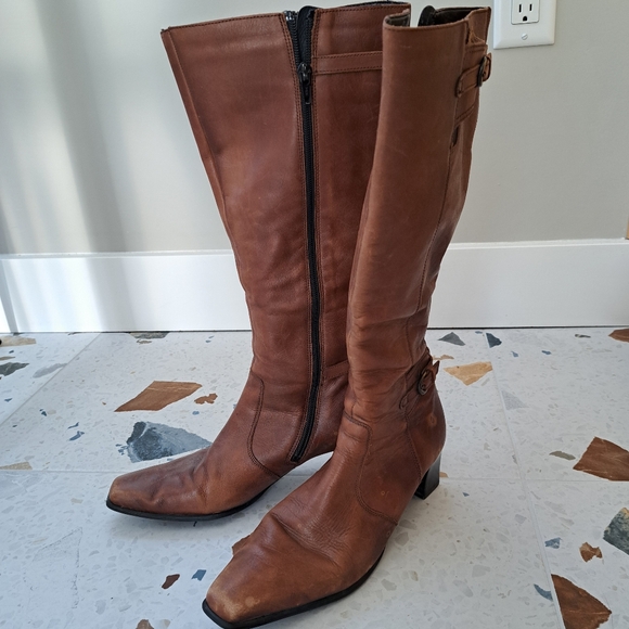Donforf Tan knee-high leather boots - Picture 8 of 10
